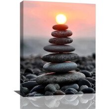 Zen Stone Sunrise Wall Art Canvas Print – Calming Decor for Yoga, Spa, Meditation, Living Room, Bedroom, Office, Bathroom (12"x16")