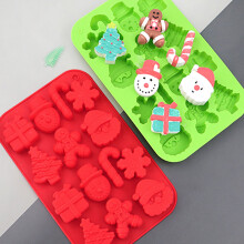 Xmax 14-Cavity Christmas Silicone Mold (Santa/Snowman/Tree) – Non-stick, Food-Grade, Easy Release for Fondant, Chocolate, Candy, Jelly, Ice, Cake