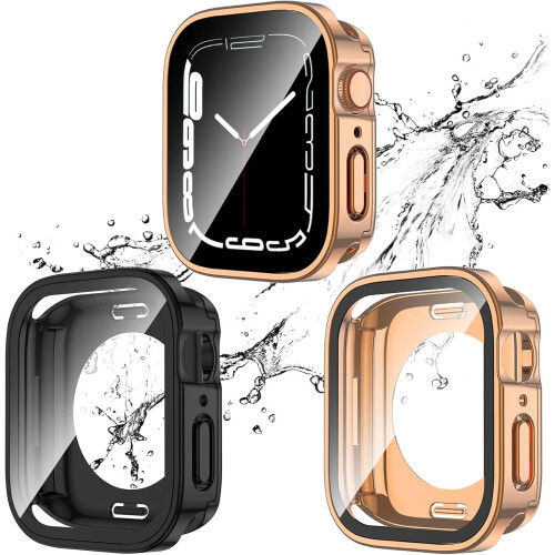 XiHAMA2-Pack2-σε-1Αδιάβροχη θήκη συμβατή με Apple Watch SE, SE6, 5, 4 – Προφυλακτήρας υπολογιστή +