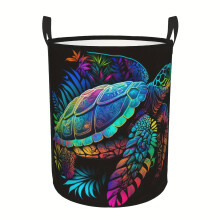 Cartoon Turtle Laundry Basket – Foldable, Large Capacity, Sturdy Handles, for Clothes/Toys, Bedroom/Bathroom Use