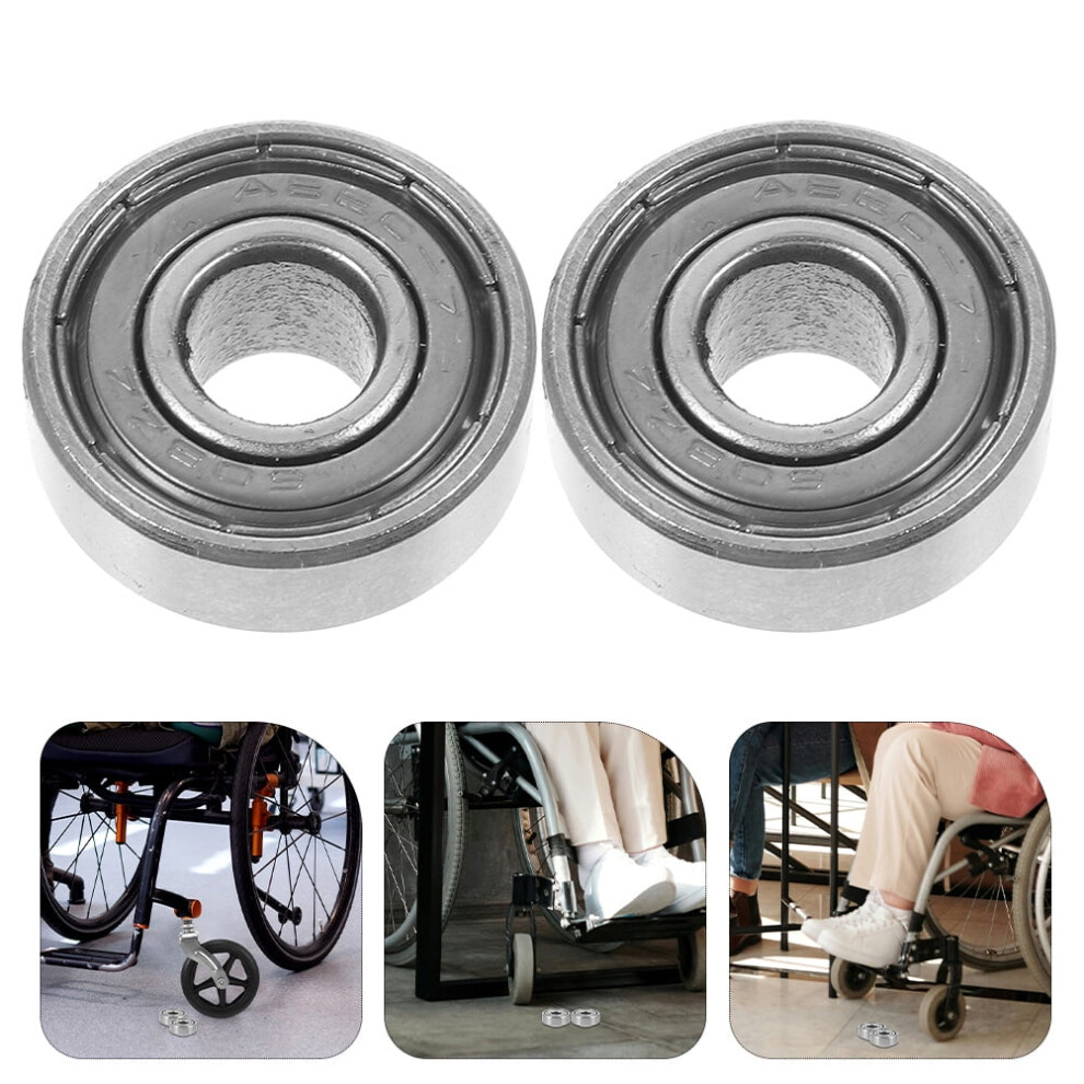 2pcs Wheelchair Caster Metal Bearings Replacement Wheelchair Front Wheel Bearings Transport Chairs Universal Wheelchair Part Accessories