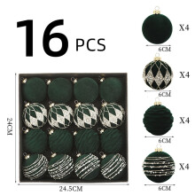 16 Pack Brown Flocked Christmas Ornaments 2.36 in