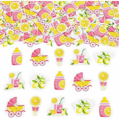 200 stk. citron babyshower konfetti – lyserød og gul