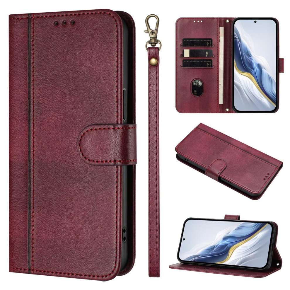 Wallet Case Pu Leather Flip Cover With Card Holder Kickstand Magnetic Closure Wine For Honor 9X 9092120202779