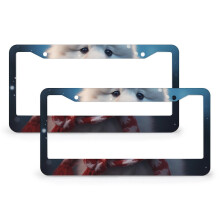 Funny Puppy in Scarf License Plate Cover Stainless Aluminum