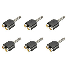6pcs 6.35mm 1/4 Inch Male Stereo to 2 Dual RCA Female Y Splitter Audio Adapter Converter