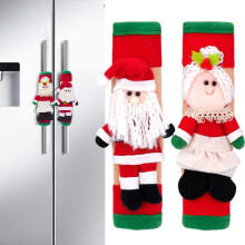 Roztomilé kryty rukojetí ledničky s motivem Santa Clause, 1 pár – kompatibilní s lednicí, mikrovlnnou troubou, troubou a myčkou nádobí