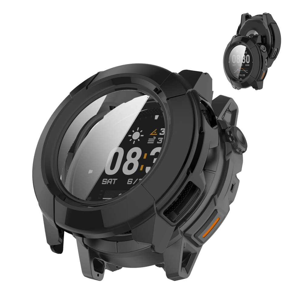 Smartwatch Case For Coros Nomad Â 2 In 1 Shockproof Hard Bumper With Hd Clear Tempered Glass Protector (Black) Black 9092120203455