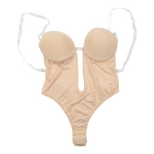 Women Plunge Backless Bodysuit Seamless Thong Underwear Shapewear Skin