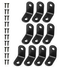 (10pcs 30mm, Black) 90 Degree L-Shape Bracket Corner Brace Set, Stainless Steel Corner Brackets for Shelves Wood Furniture Cabinet Table Drawer