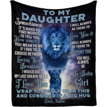 Personalized Lion Space Throw Blanket (50x60") – “I Will Always Be There to Love You” Message from Mom & Dad to Daughter, Compatible with