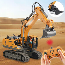 RC Excavator Toy $5, 1:20 Alloy Tractor, 11-Channel, Rechargeable, Lights & Sounds, 2.4GHz, Compatible with RC Systems