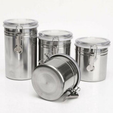 Roestvrijstalen voorraadpotten, luchtdichte koffiebus met clipsluiting, voedselbewaarcontainer, potten met clipsluiting voor thee, koffiebonen, noten
