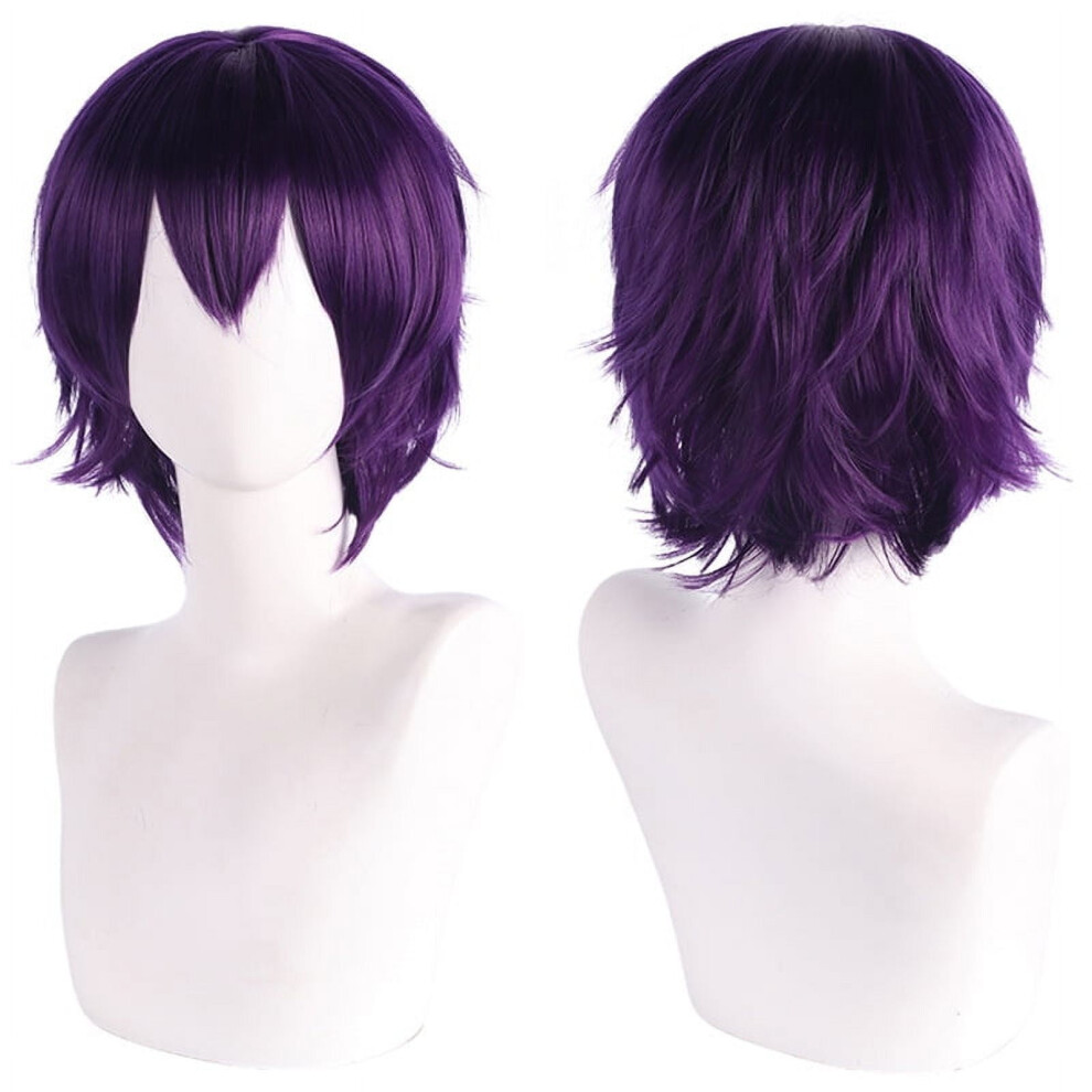 Unisex Anime Cosplay Wig Â Fluffy Layered Heat-Resistant Synthetic Hair With Bangs, Violet, Compatible With Costume Parties & Prom