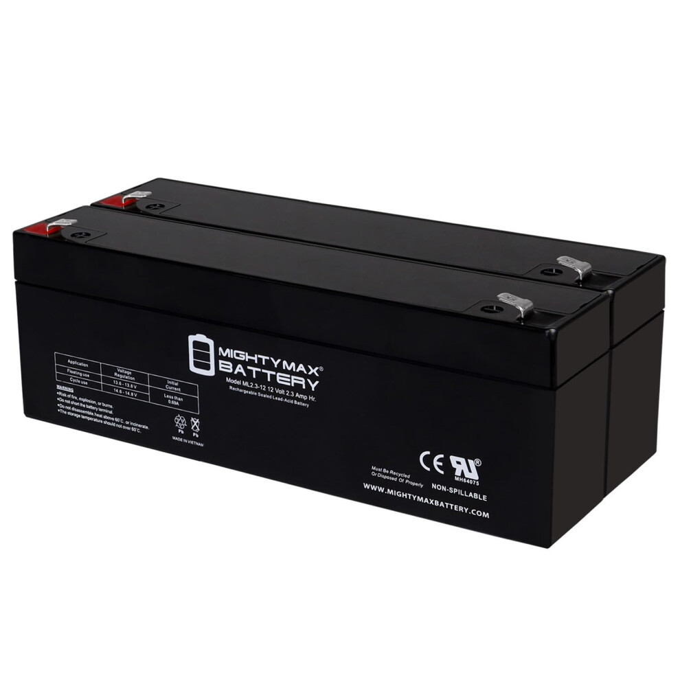 12V 2.3Ah Sealed Lead Acid Rechargeable Battery Pack F1 Terminal For Alarm System Â 2 Pack 9092120212525