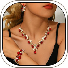 Silver Prom Jewelry Wedding Shine Brightly Prom Costume Brides Necklace Earring Bracelet Set Bridesmaid Dainty Rhinestone Jewelry Party Accessorie
