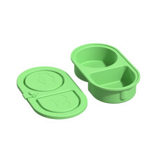 Silicone Double Compartment Seasoning Box Portable Food-Green