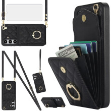 Galaxy S24 5G Phone Case with Wallet, Tempered Glass, Wrist Strap, Ring, RFID-Blocking Card Holder – Compatible with Galaxy S24 5G