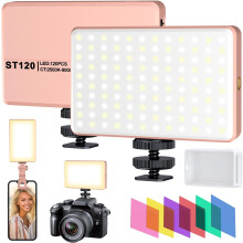 Lampă de telefon XiHAMA120LED, reîncărcabilă cu clip 5000mAh pentru iPhone, iPad, Laptop – 3 moduri, selfie/vlog/apel video (negru)