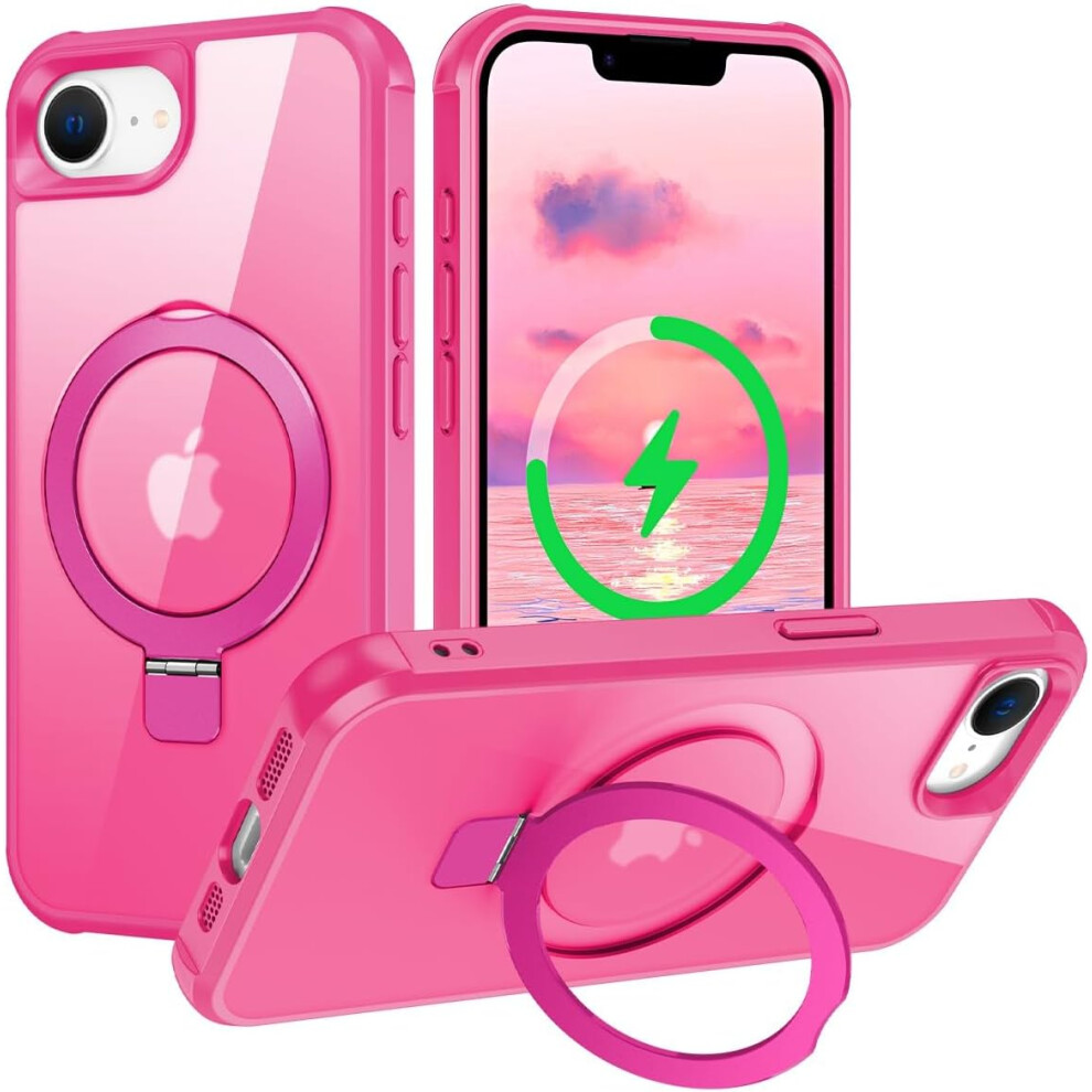 Iphone 16E Case With Magnetic Ring Stand, Magsafe Compatible, Military-Grade Slim Shockproof Translucent 9365509209653