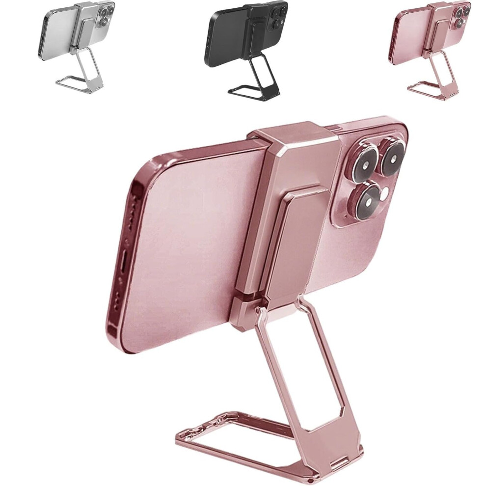 360 Degree Rotating Foldable Back Clip Phone Holder With Dual Ring Kickstand For Smartphones Pink 9771547583394