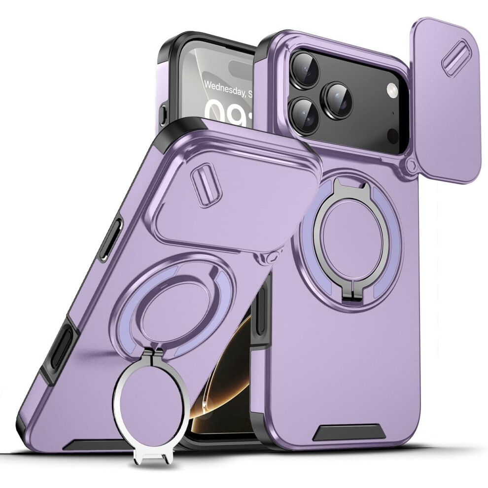 Military-Grade Shockproof Case For Iphone 17 Pro Â Built-In Kickstand, Rotating Magnetic Ring, Tpu+Pc, 6.3" 9028731700694