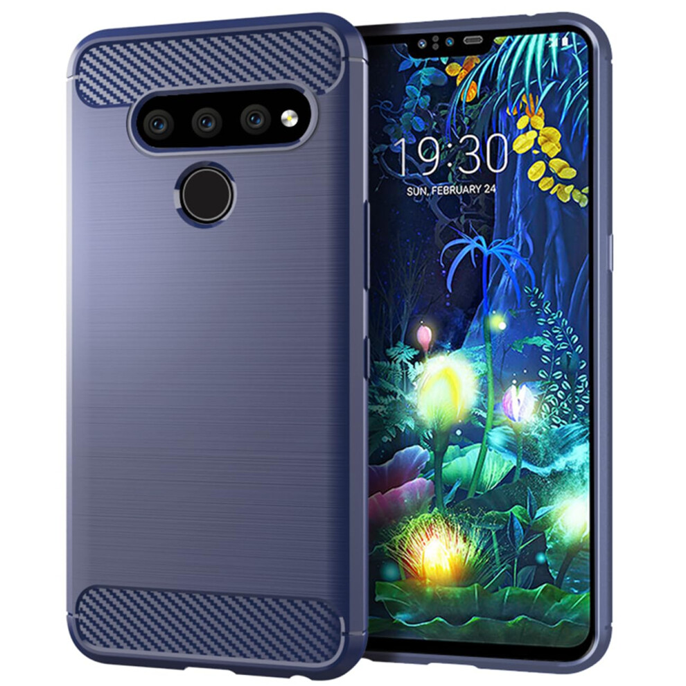 Case For Lg V50 Thinq Shockproof Slim Carbon Fiber Design Antislip Grip Protective Tpu Cover Blue 9771547583417