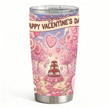 Valentine’s Day Chocolate Fountain & Candy Garden Design Insulated Stainless Steel Tumbler with Lid, Gift for Women
