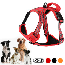 Hundesele uden træk, frontclips, kraftig, reflekterende, nem betjening, håndtag til store hunde (rød, M)