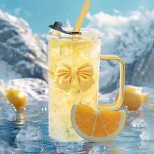 Elegant Transparent Glass Cup with Knot Handle & Straw – High-Temp Resistant, for Coffee/Milk, Casual & Formal Use