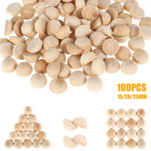 Ghopy 100pcs Unfinished Half Wooden Beads, Split Round Craft Balls for DIY, Kids Arts & Wooden Ornaments