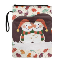 Book Sleeve Cover for Friend, Easy Carry Book Case, Pocket, Book Cover Carrying Case for Classroom Library Snowman Couple