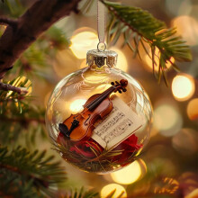Clear Musical Christmas Ball Ornament, 3.15", Music Notes Design, Compatible with Xmas Tree Decor