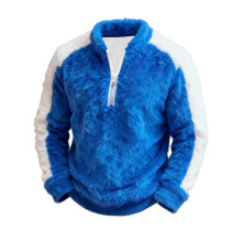 Varme fleece-hettegensere til barn – nydelig lappeteppedesign, unisex, blå, størrelse 160, kompatibel med høytiden