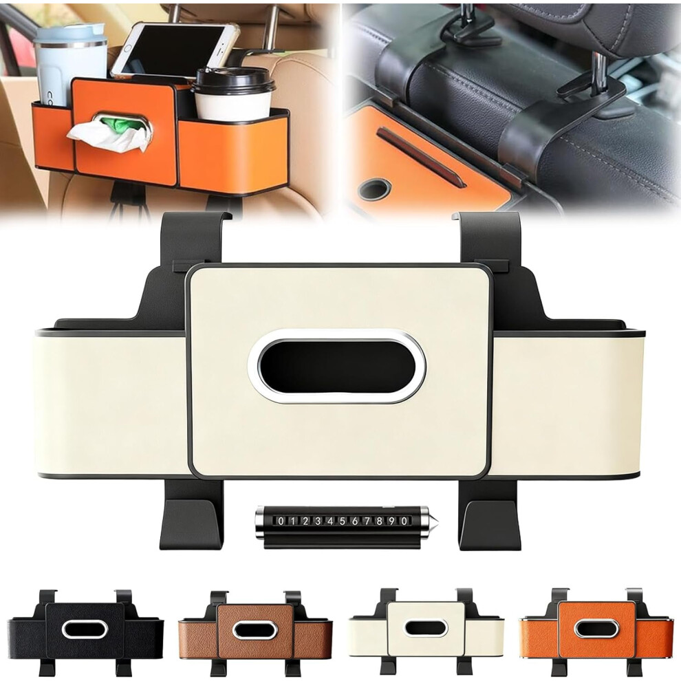 Car Organizers And Storage Box, Multifunctional Car Seat Back Storage Box With Cup Holders, Tissue Box & Hooks, Universal Backseat Hanger For Handbag 9479868566897