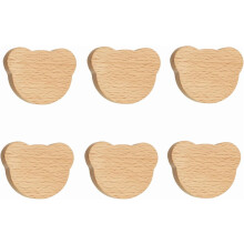Möbelknöpfe, 6er-Set, Kätzchen- und Welpenmotive, Kindergriffe aus Holz für Schranktüren und Schubladen, einlochige Bärengriffe mit Muster