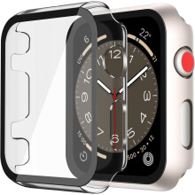 XiHAMA hårt PC-skal med härdat glasskydd kompatibelt med Apple Watch Series 9, 8, 7, Ultra