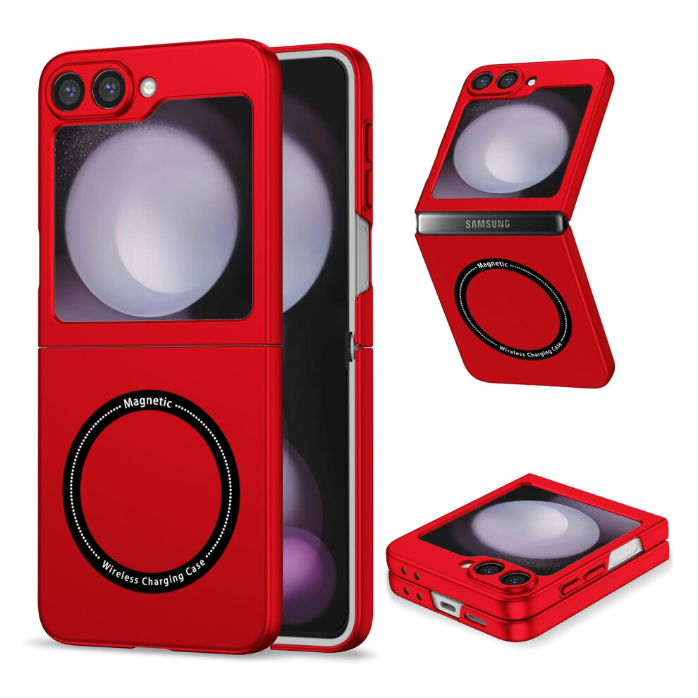 Magnetic Slim Case For Galaxy Z Flip6 And Flip7 Fe, Hard Pc Shockproof Cover With Wireless Charging, Red 9092120207873
