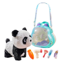 Plush Interactive Panda Toy with 6 Accessories, Walking & Barking, Wagging Tail – Compatible with Panda Pet Care Gifts