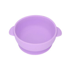 Silicone Suction Baby Bowl, Self‑Feeding Infant Bowl with Curved Handle, Non‑Slip, Dishwasher Safe, Light Purple