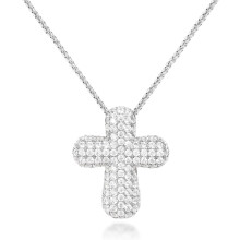 Colar feminino com pingente de cruz em formato de bolha, joia simples e elegante que simboliza fé.