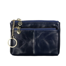 Compact Mini Wallet Zipper Bag Leather Coin Purse with Keychain Stylish Small Card Holder for Everyday Use