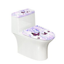 Butterfly Pattern Stretch Universal Bathroom Seat Covers, Polyester, Easy to Clean Toilet Seat Covers, Elastic Edge, Easy to Install