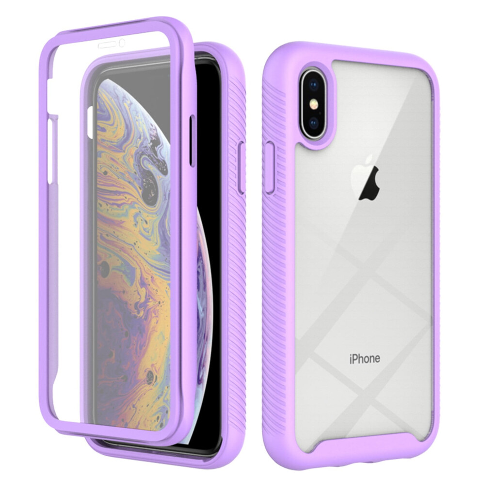 Iphone X/Xs Case With Screen Protector, Shockproof Tpu Bumper & Clear Pc Back, Compatible With Iphone X/Xs 5.8" Purple 9028731265193