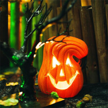 Plastic Halloween Pumpkin Lantern Pumpkin Lantern Decorative Lamp for Indoor and Outdoor Parties Spooky Face Halloween Pumpkin Decorations