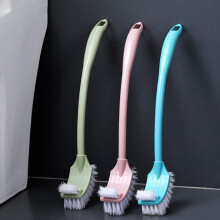 Plastic Toilet Brush 1Pcs Blue Toilet Bowl Brush with Rubber and Slit Brush Heads Wooden Handle for Bathroom Sink Bathtub Cleaning