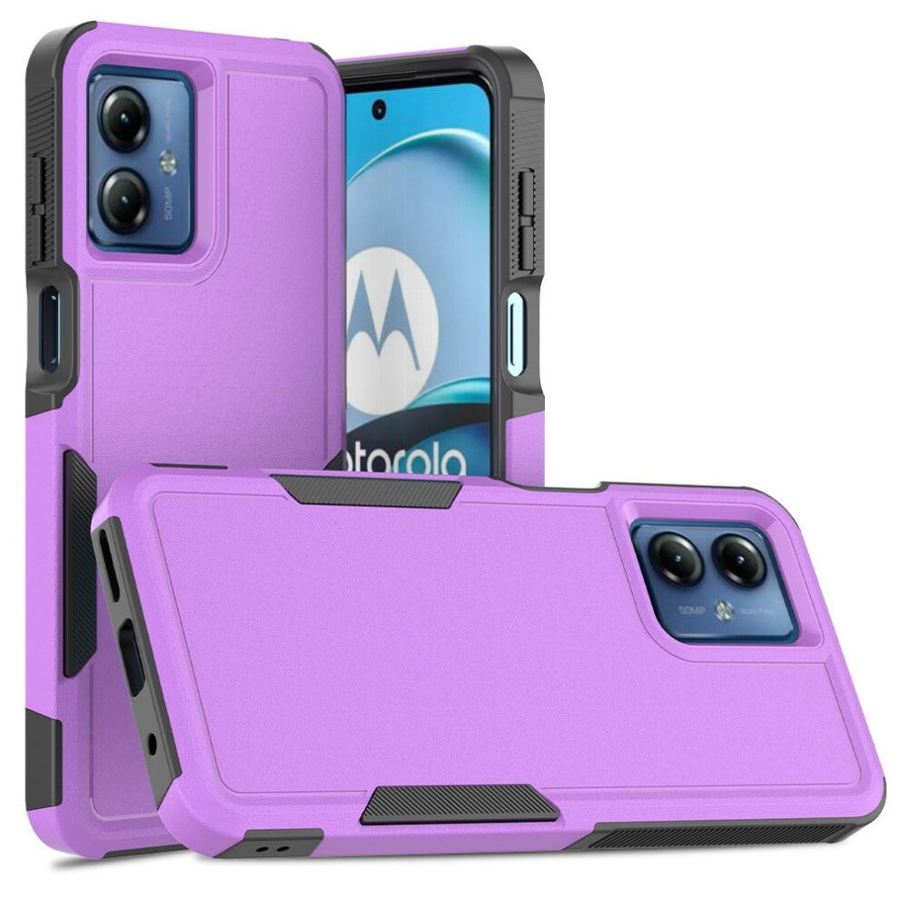 Shockproof Dual Layer Case For Motorola Moto G14 With Antislip Grip And Raised Edge Guard Purple 9092120217131