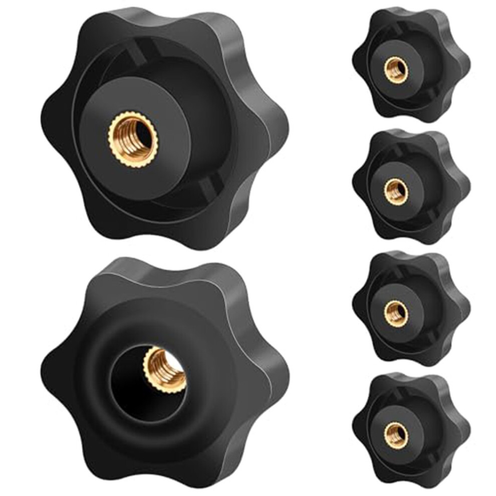 6Pcs M6 38Mm Clamping Nuts Knob Grip Screw Plastic Star Nuts For Machines Black 9028731265230