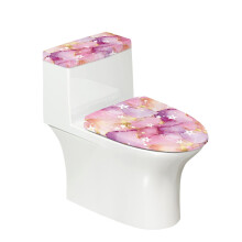 Pink Marble Texture Universal Toilet Seat Cover Set, Elastic Non-Slip, Adjustable Fit 17x21", Compatible with All Toilet Shapes