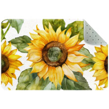 Watercolor Sunflowers Seamless Small Area Rug, Non-Slip Door Mat Indoor Floor Mat, Washable Kitchen Rug Entrance DMat for Bedroom Living Room